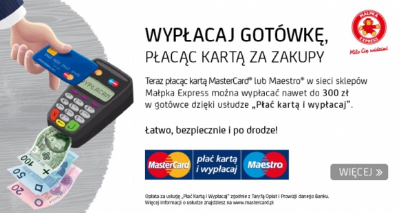 Małpka Express wprowadziła usługę Cashback BIZNES, Handel - Od początku listopada, klienci ogólnopolskiej sieci sklepów Małpka Express mogą skorzystać z możliwości wypłacenia gotówki podczas codziennych zakupów. Usługa Cashback została wprowadzona do wszystkich sklepów należących do sieci.